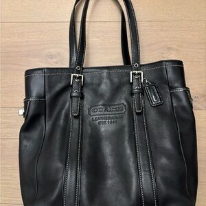 Coach Black Hampton Leather Tote Bag - Vintage!